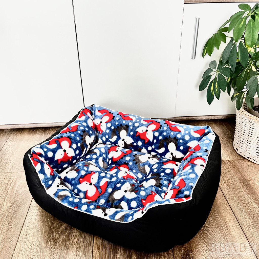 Ravaszdi S kutyafekhely – Kicsi kuckó 2–5 kg-ig | Rókás mintás, puha wellsoft fekhely kistestű kutyáknak – babakocsi