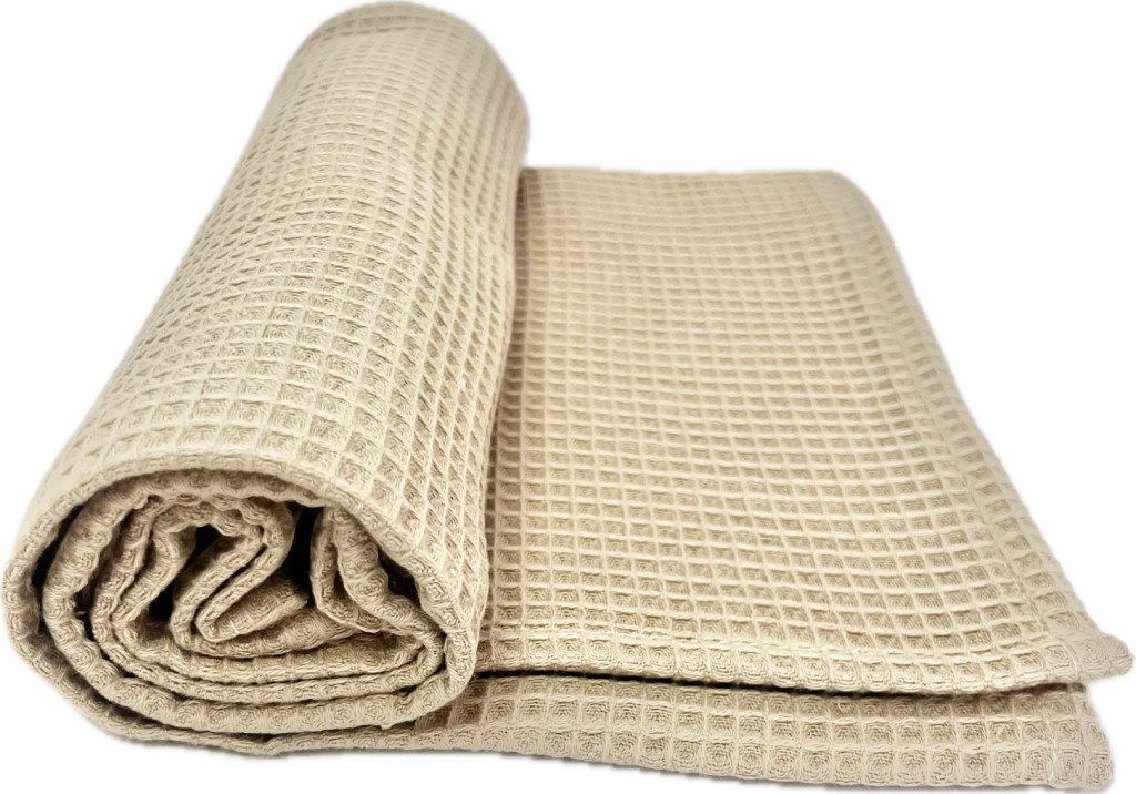 Mogyoró waffle babatakaró – 70x90 cm, természetes pamut takaró babáknak – babatermék