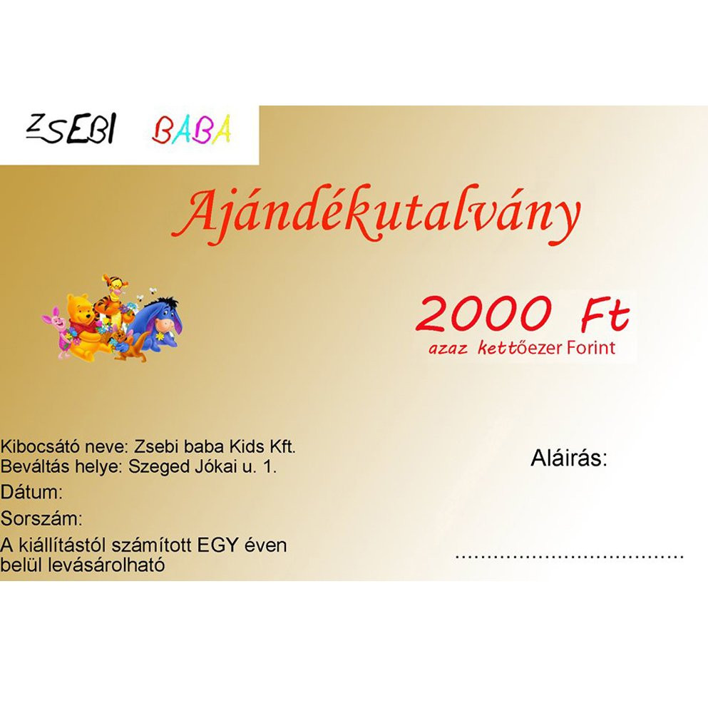 Ajándékutalvány - 2000 Ft – babatermék