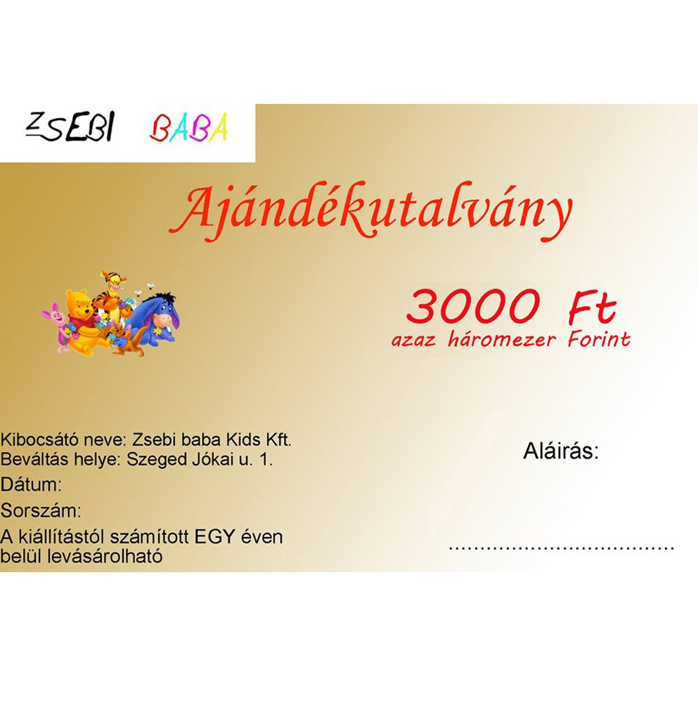 Ajándékutalvány - 3000 Ft – babatermék