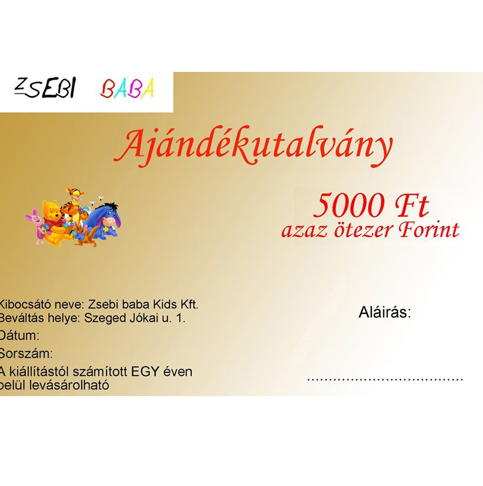 Ajándékutalvány - 5000 Ft – babatermék