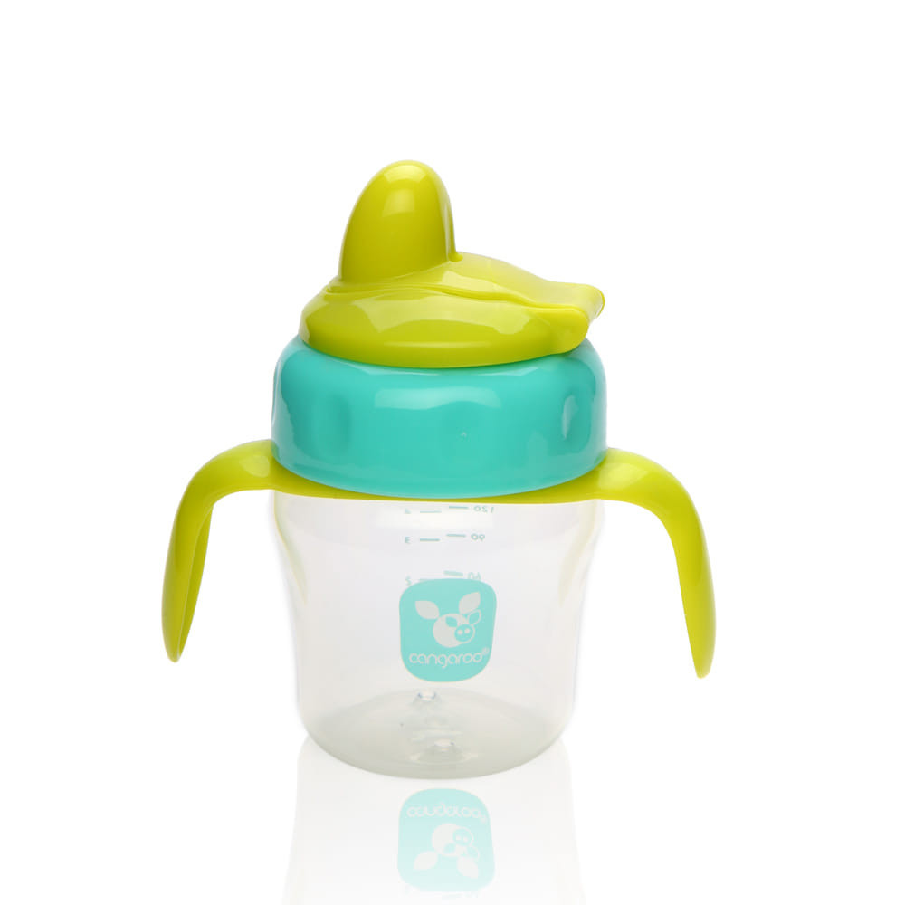 CANGAROO CUP 150ml csőrös itatópohár TÜRKIZKÉK/SÁRGA