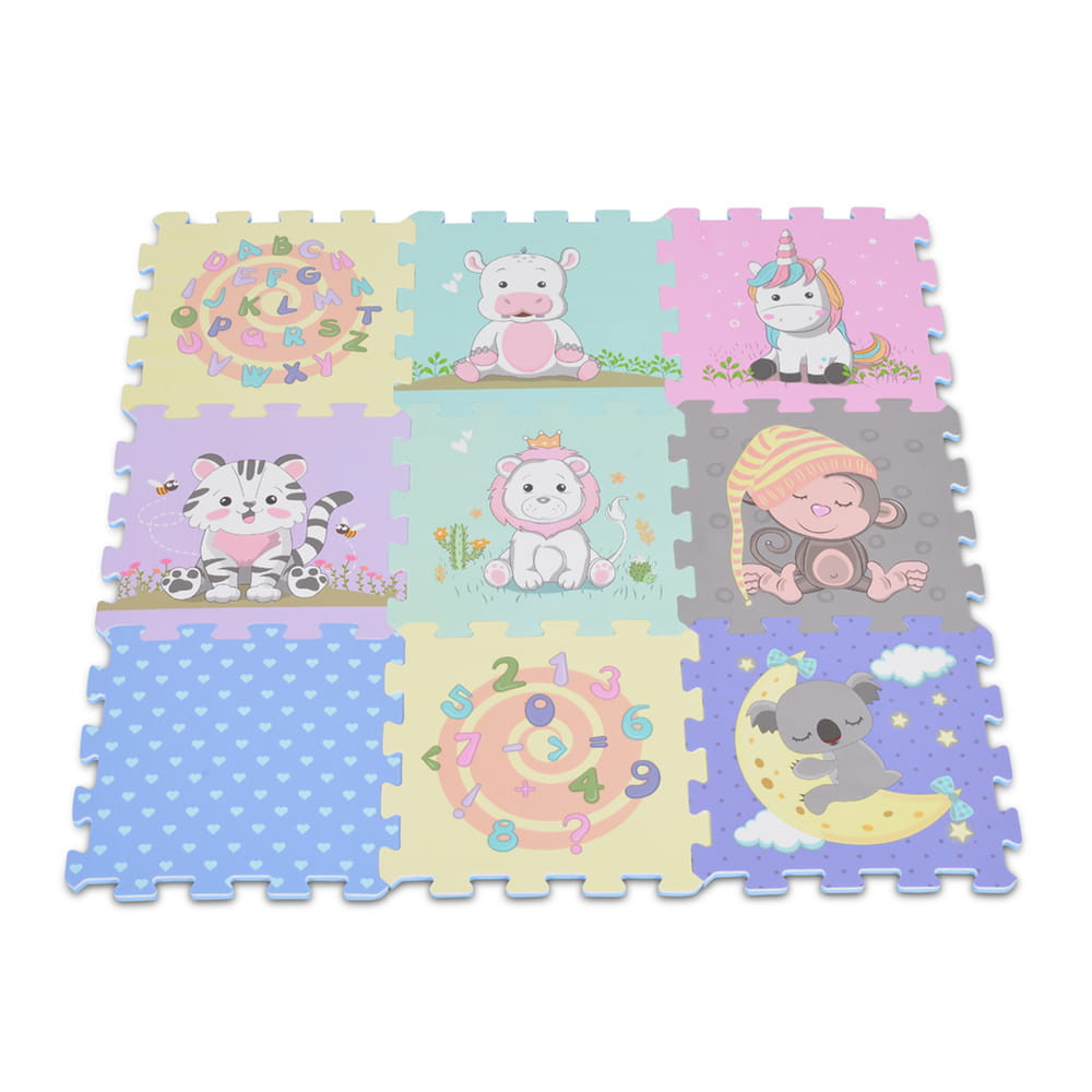 Moni HABTAPI 9 db-os puzzle pasztel ÁLLATOS – játszószőnyeg