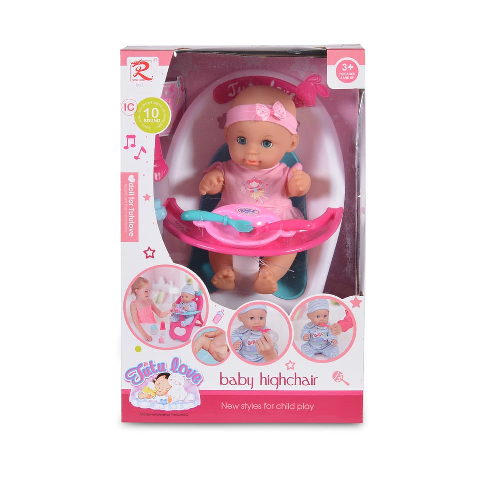 Moni Baba 36 cm-es szett etetőszékkel, tányérral