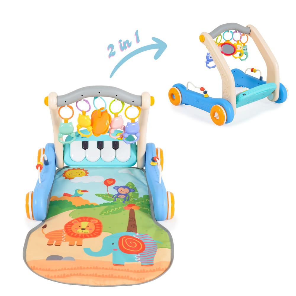 MONI MUSIC WALKER 2in1 járássegítő+játszószőnyeg KÉK – babatermék