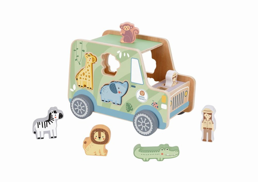 TOOKY Toy fa állatos formabedobó autó PASZTEL szín