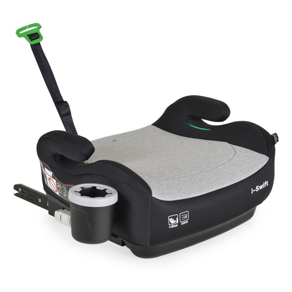 Moni I-SWIFT ülésemelő pohártartóval 125-150cm I-SIZE és ISOFIX SZÜRKE – ülésmagasító