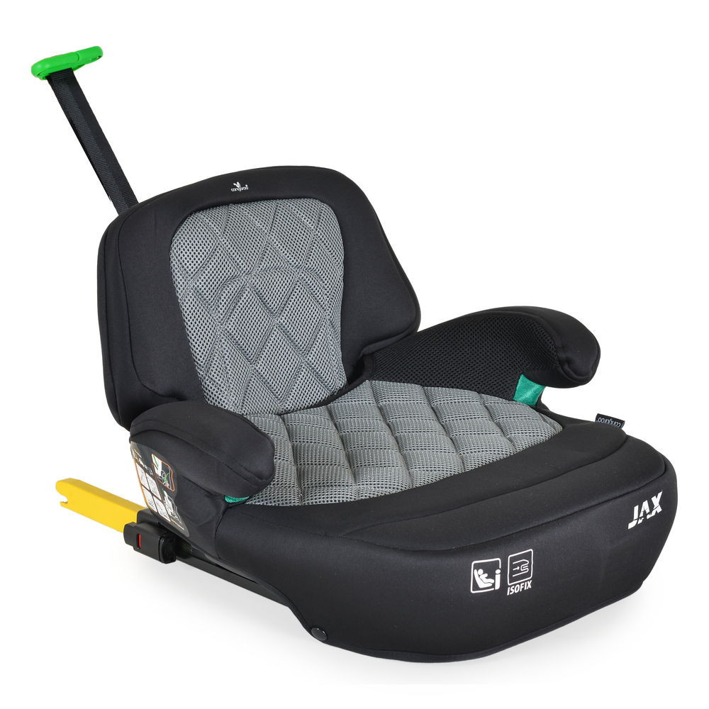 Moni JAX autós ülésmagasító háttámlával 125-150cm rögzítő hevederrel, ISOFIX SZÜRKE – ülésmagasító