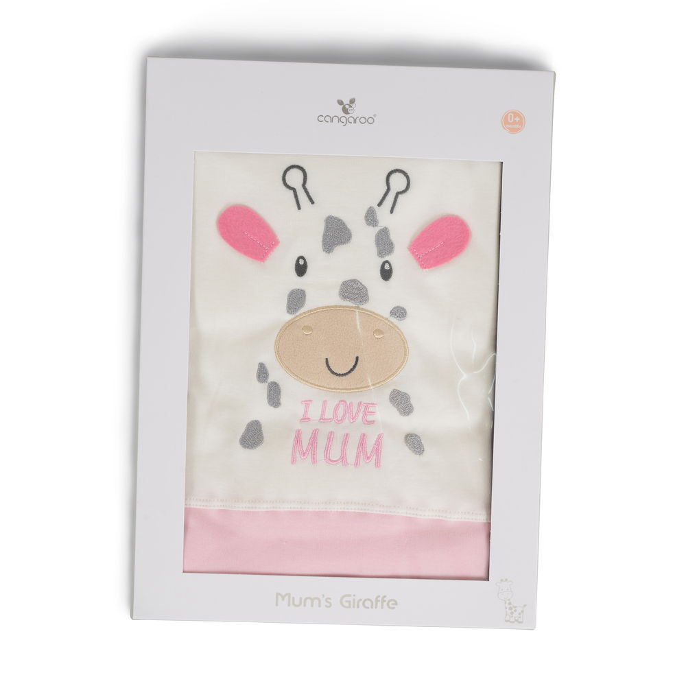 CANGAROO MUM Zsiráfos takaró 90*100cm PINK/rózsa – babatermék