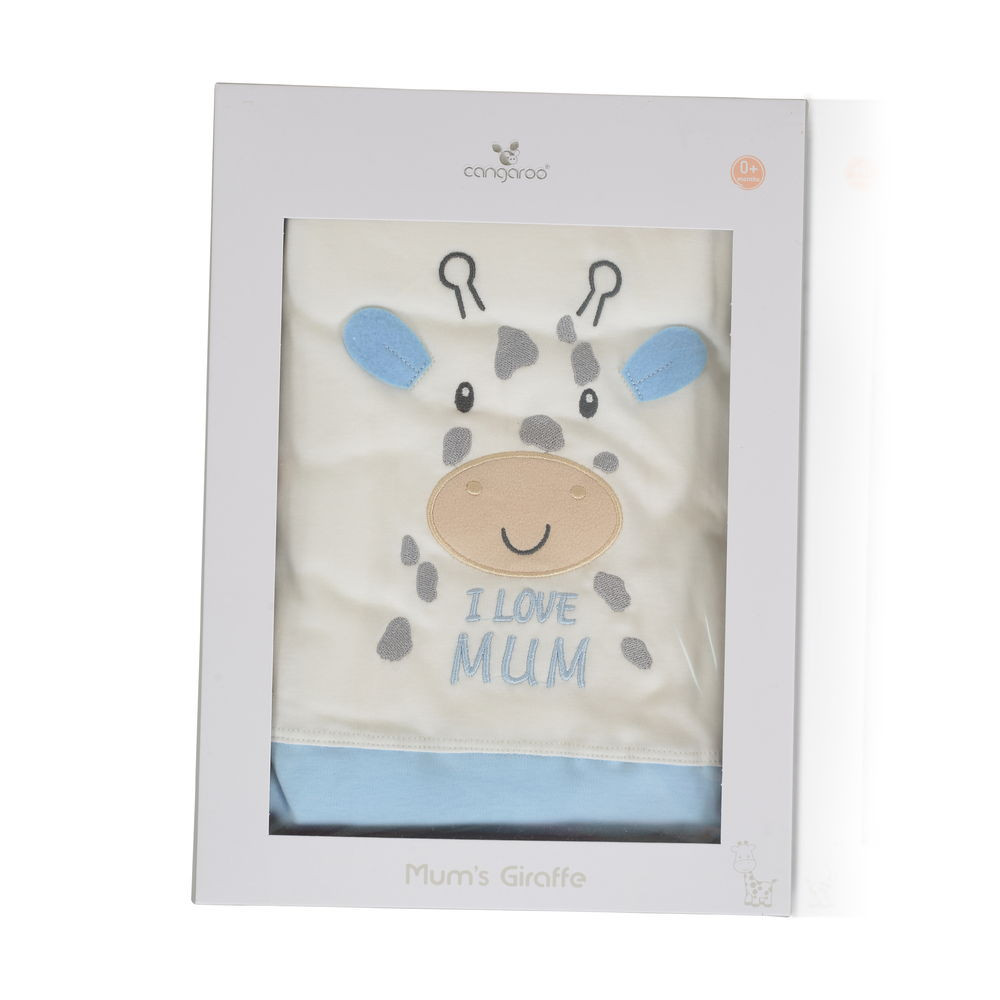 CANGAROO MUM Zsiráfos takaró 90*100cm KÉK – babatermék