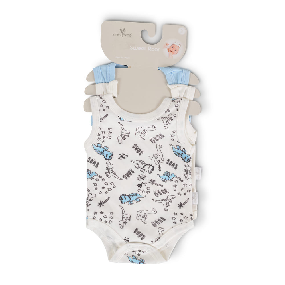 Cangaroo BABARUHA BODY 3 dbos ujjatlan body szett KÉK – babatermék