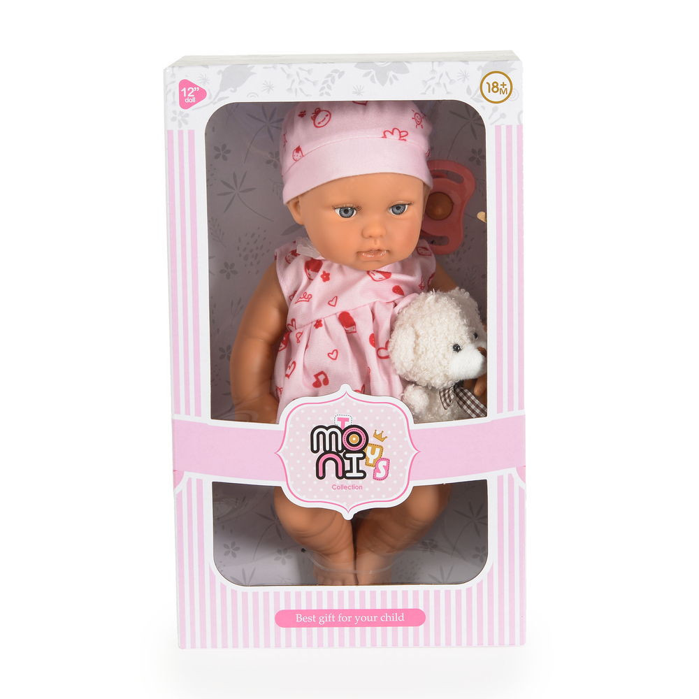 Moni BABA 30cm újszülött macival PINK