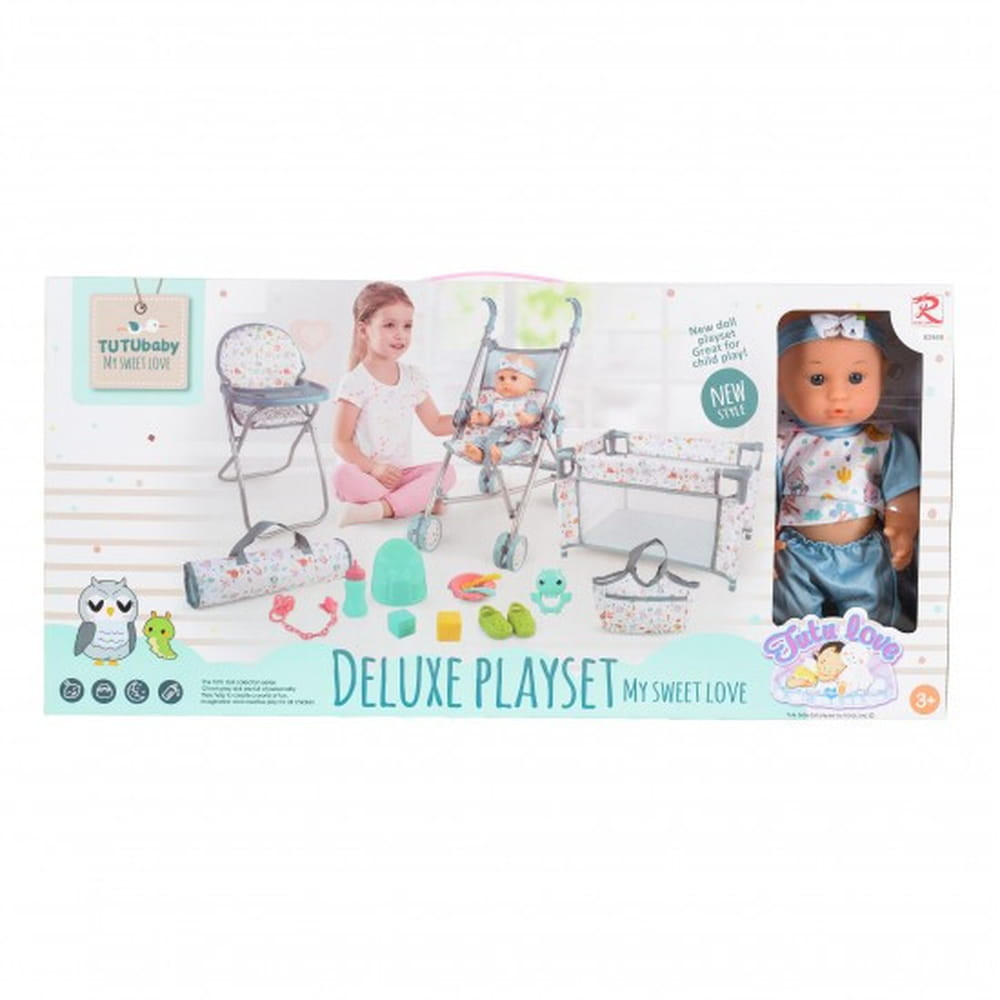 Moni BABA játékszett 36 cmes FIÚ babával delux playset KÉK