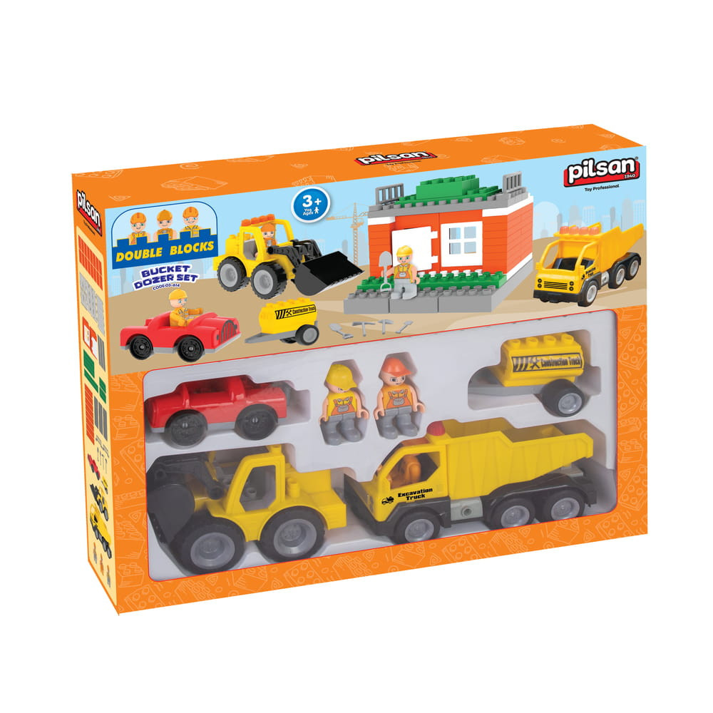 Pilsan építőkészlet dozer autós 57dbos