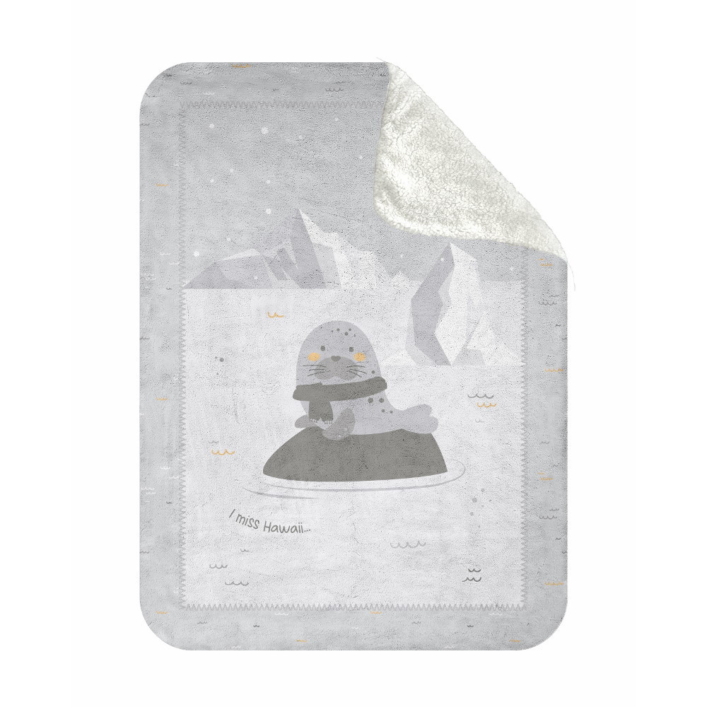 Kikkaboo takaró polar/sherpa kétoldalas 110x140cm fóka – babatermék