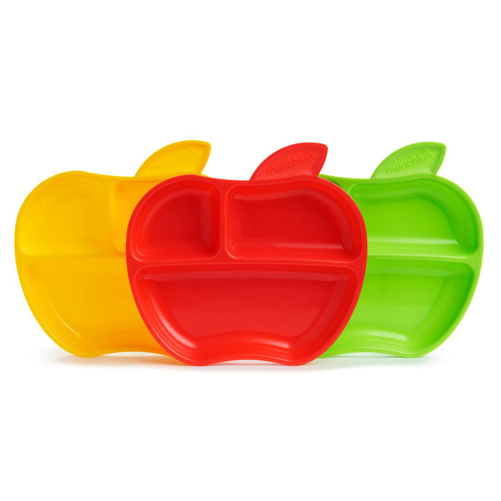 Munchkin tányér szett háromrekeszes Lil Apple 3db 6hó – babatermék