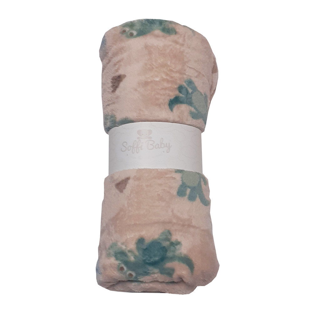 Soffi Baby takaró plüss dupla bézs krokodilos 75x100cm – babatermék