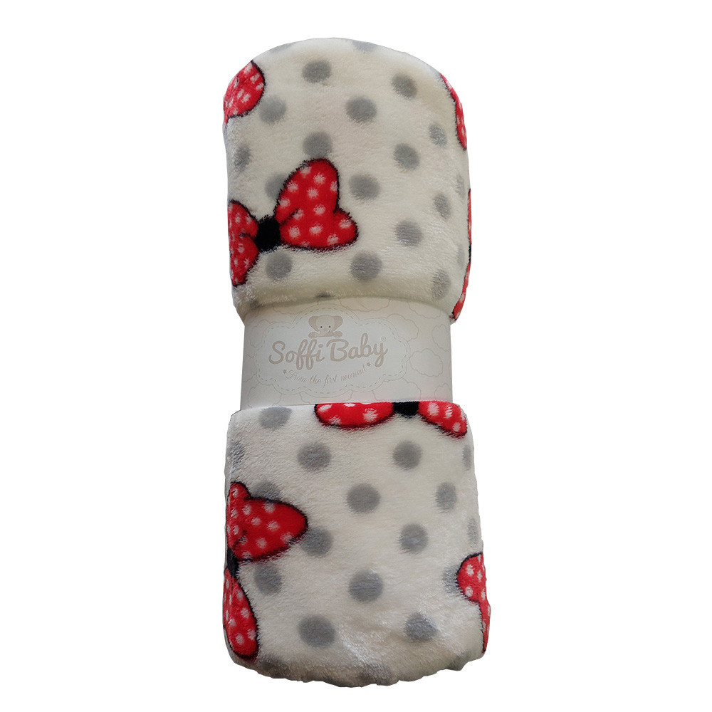Soffi Baby takaró plüss dupla masnis piros 75x100cm – babatermék