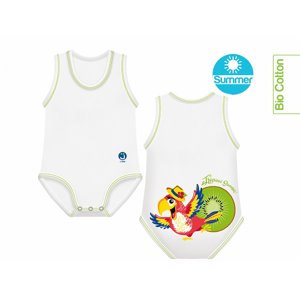 J Bimbi kombidressz 0-36 hó biopamut Summer Tropical Papagáj 10865 – babatermék