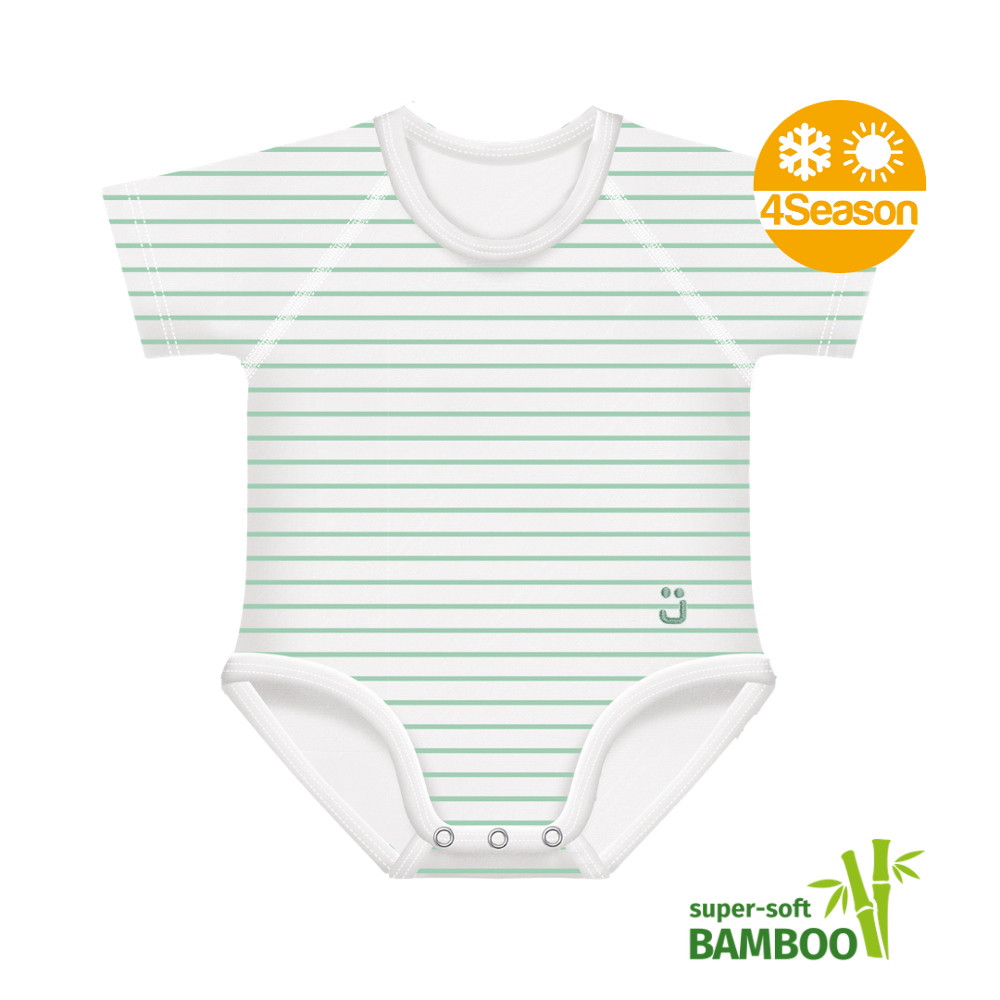 J Bimbi kombidressz 0-36 hó bambusz 4 Seasons csíkos aqua zöld 12044 – babatermék
