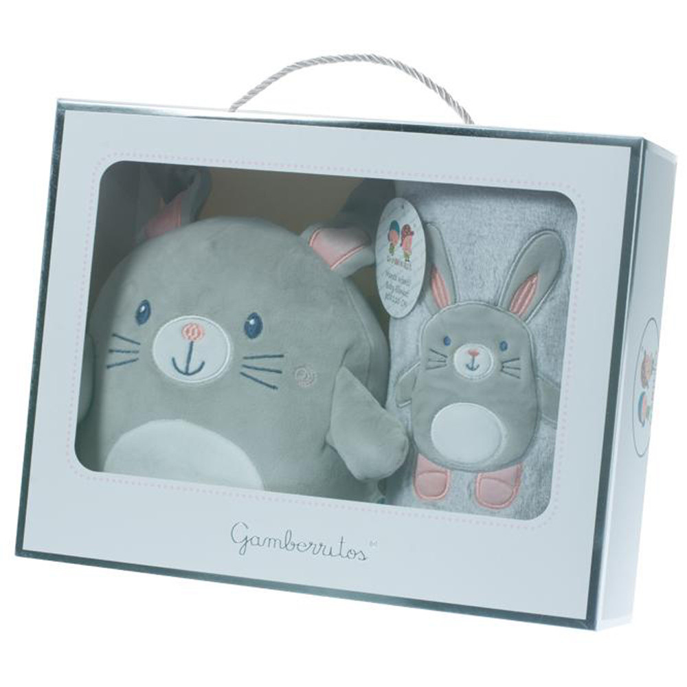 Gamberritos takaró wellsoft 80x110cm plüss játékkal szürke/rózsaszín nyuszi 10757 – babatermék