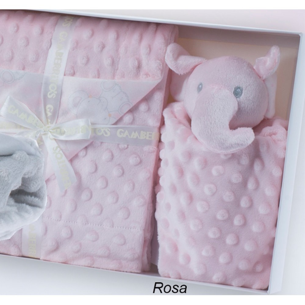 Gamberritos takaró - wellsoft 80x110cm - szundikendõvel rózsaszín elefánt 10763 – babatermék