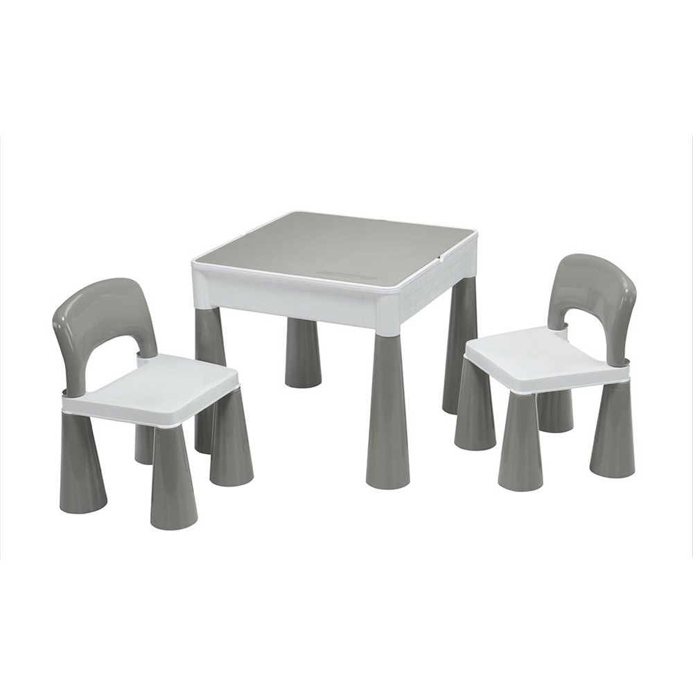 New Baby gyermek szett asztal két székkel szürke fehér – gyermekbútor 1. kép