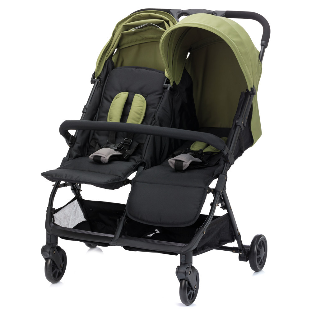 Fill Twin ikerbabakocsi fekete-zöld YD209T – babakocsi