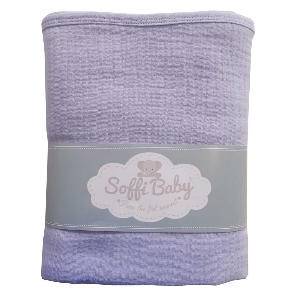 Soffi Baby takaró muszlin dupla kék 70x90cm – babatermék