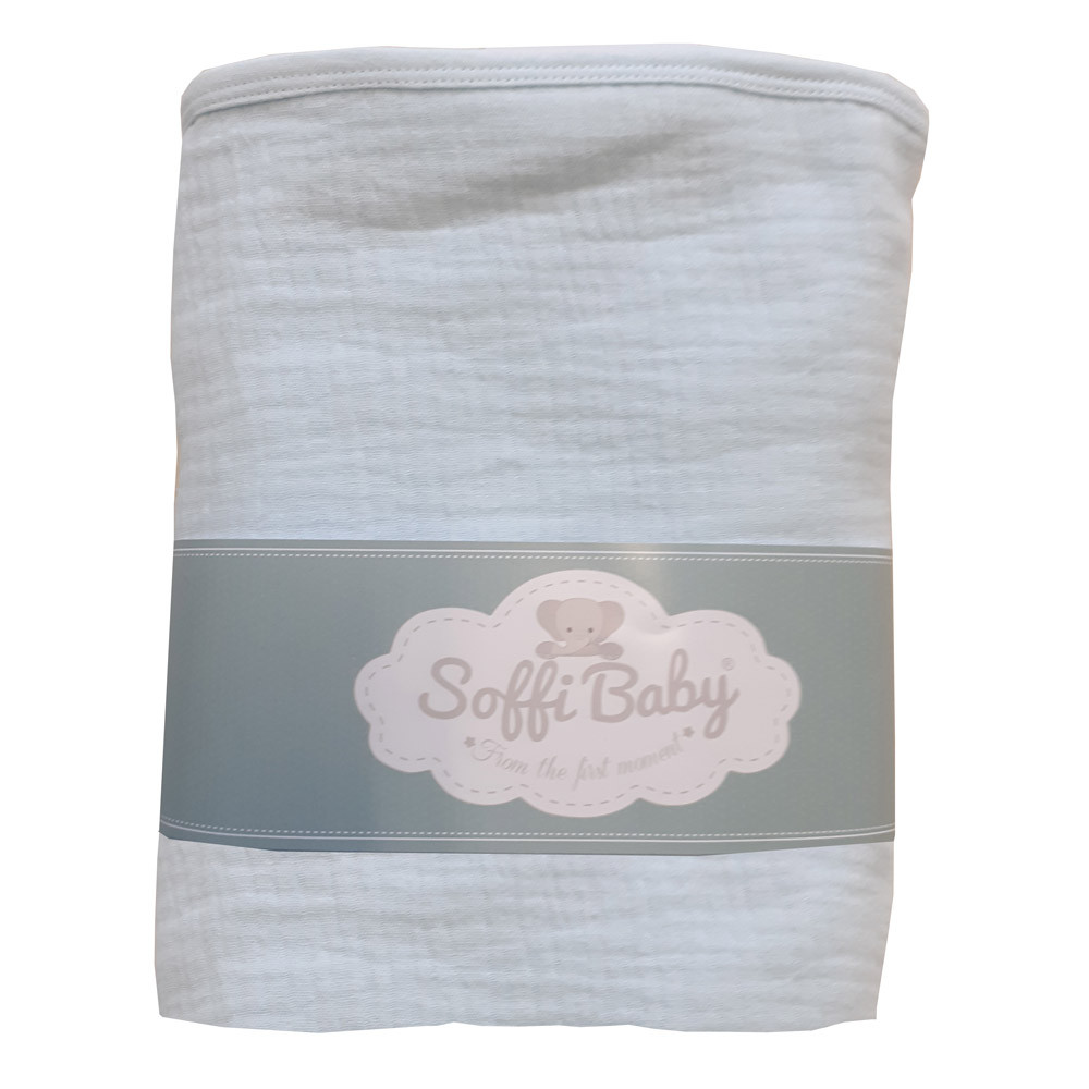 Soffi Baby takaró muszlin dupla világoskék 70x90cm – babatermék