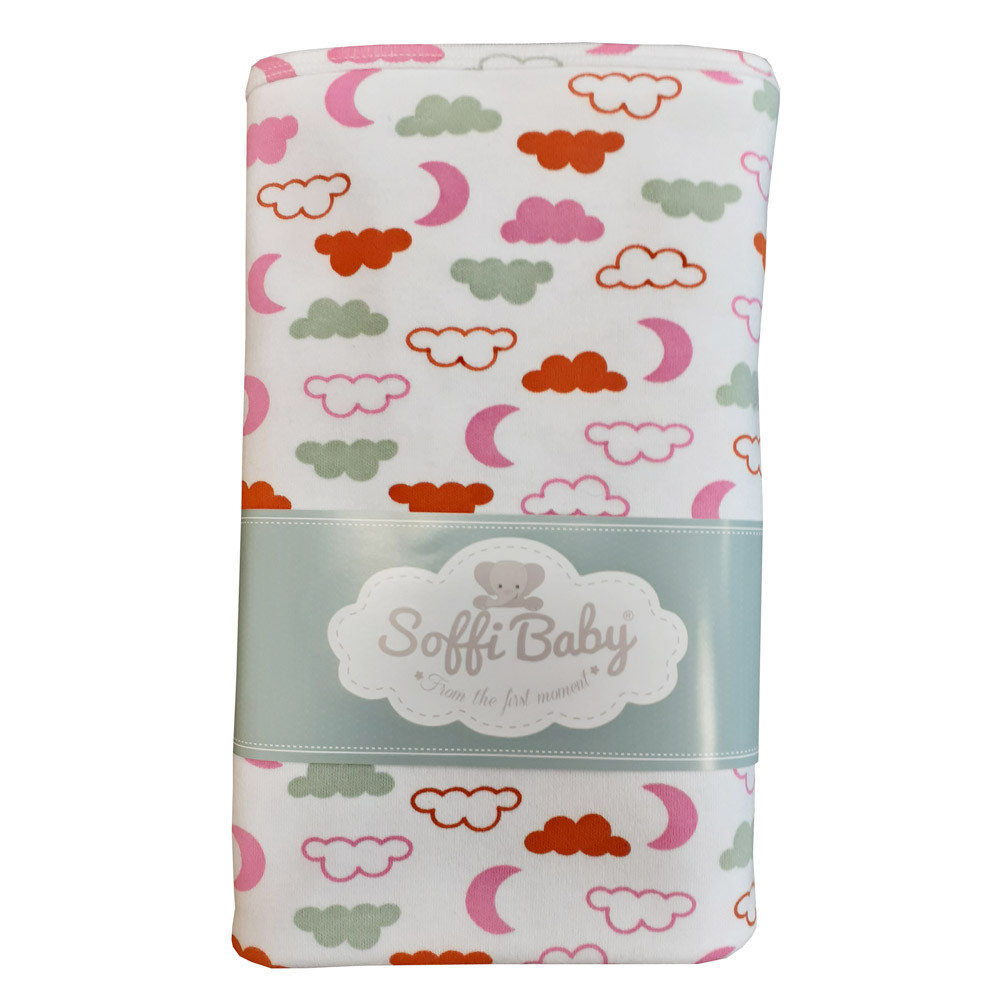 Soffi Baby takaró pamut dupla rózsaszín felhõk 75x100cm – babatermék