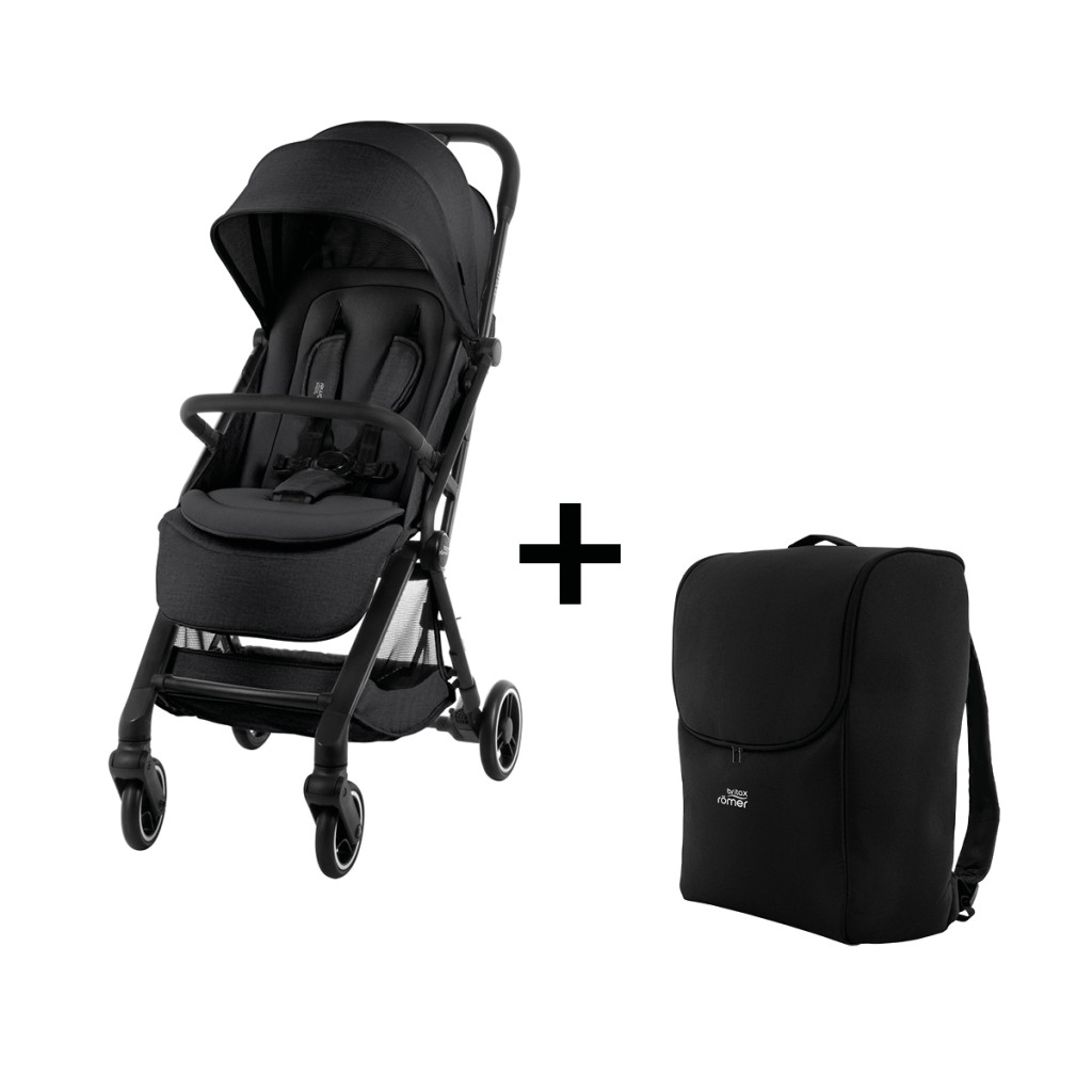 BRITAX RÖMER Set Stroller FLYLITE + free travel bag Carbon Black – babakocsi